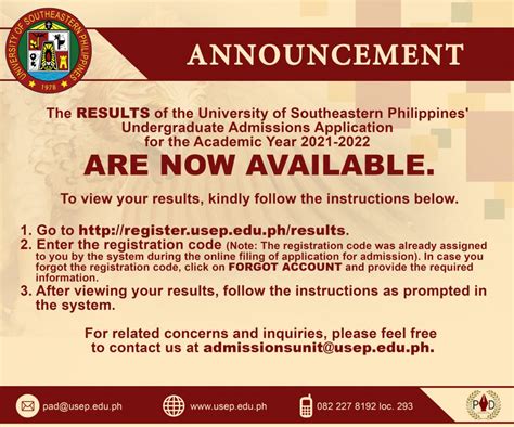 https://admissionresult.usep.edu.ph